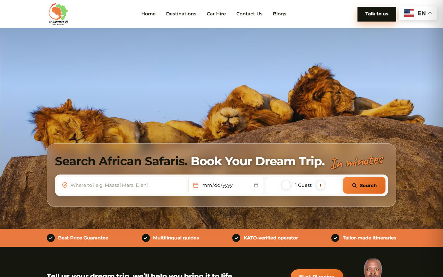 Africompass Travel website