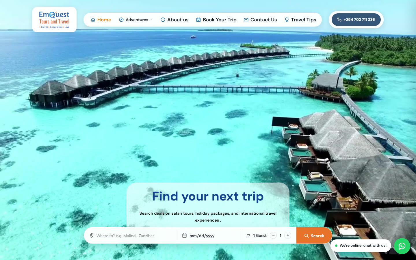 Emquest Travel website, built by OmniDigital