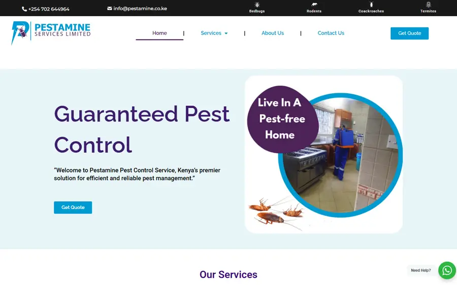 Pestamine Services website
